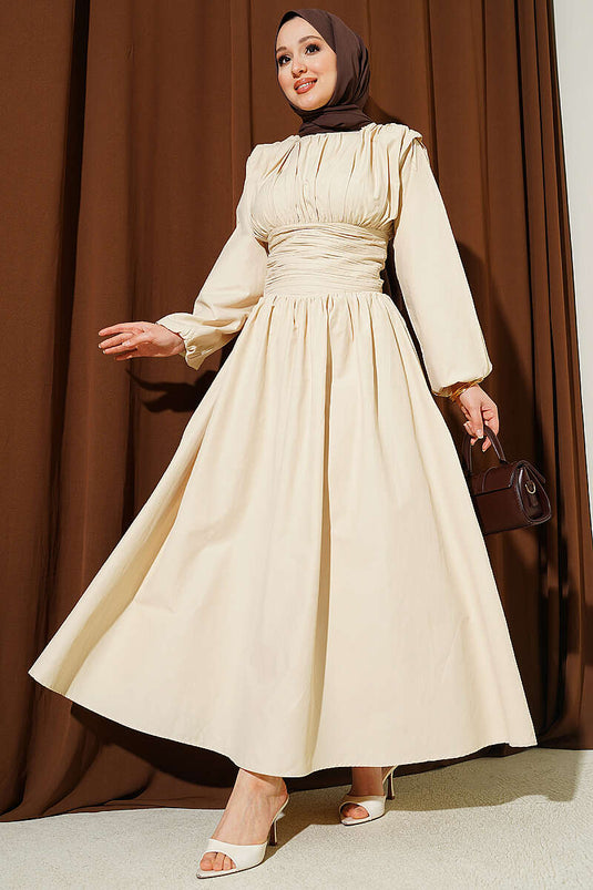Bel Gipeli Flared Dress Beige