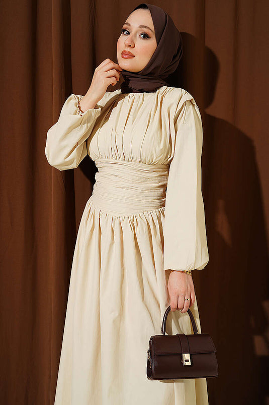Bel Gipeli Flared Dress Beige