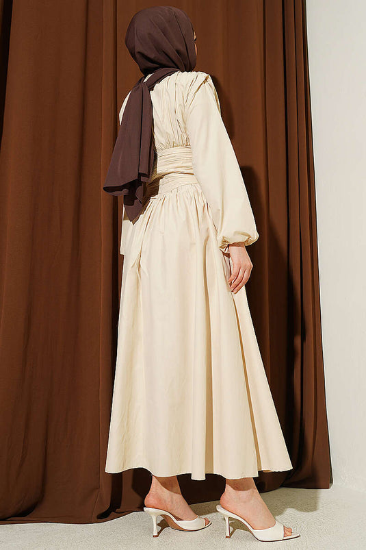 Bel Gipeli Flared Dress Beige