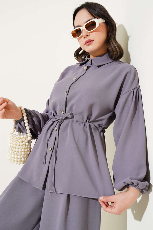 Bel İpli Balon Kol İkili Takım Kayrak Grisi