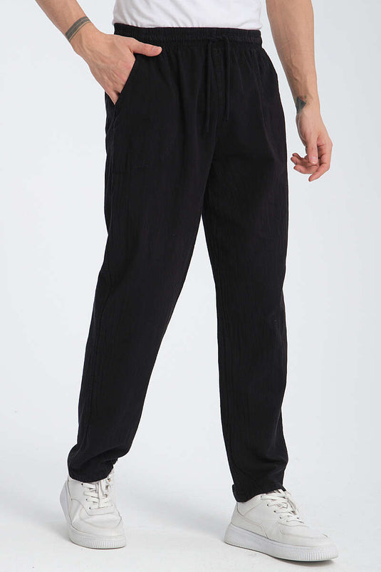 Men's Jogger Pants With Waist Drawstring Black