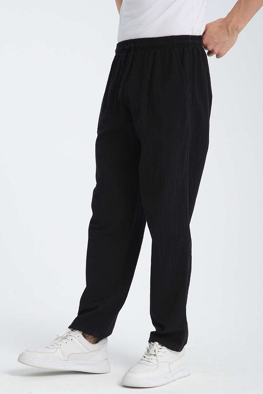 Men's Jogger Pants With Waist Drawstring Black