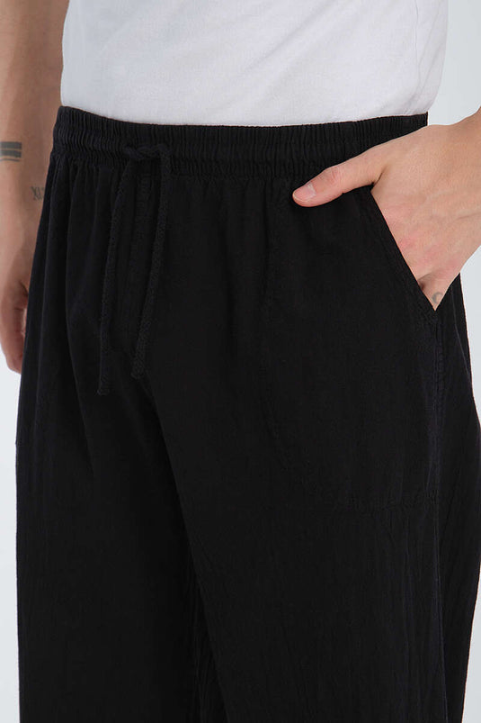 Men's Jogger Pants With Waist Drawstring Black