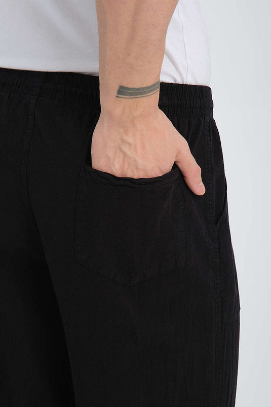 Men's Jogger Pants With Waist Drawstring Black