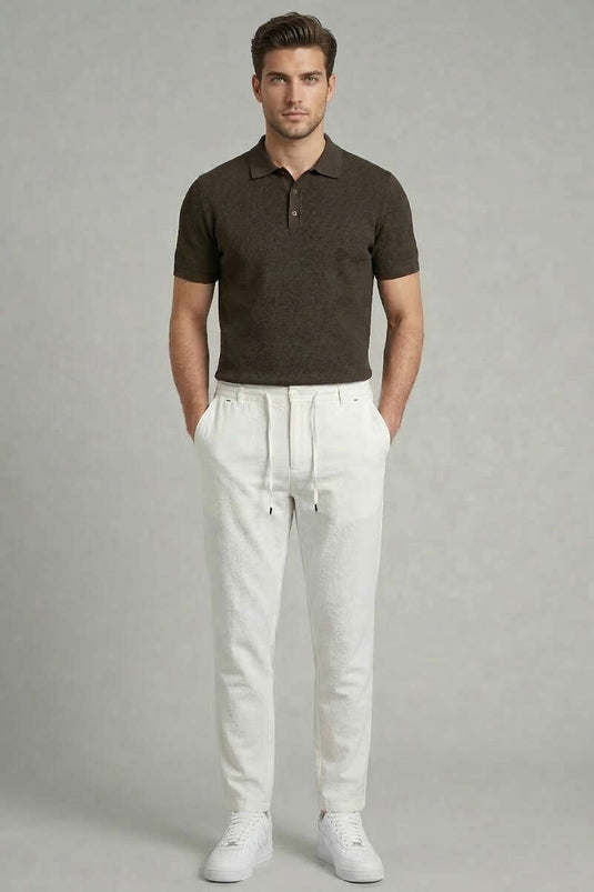 Jogger-Herrenhose mit Kordelzug in Weiß