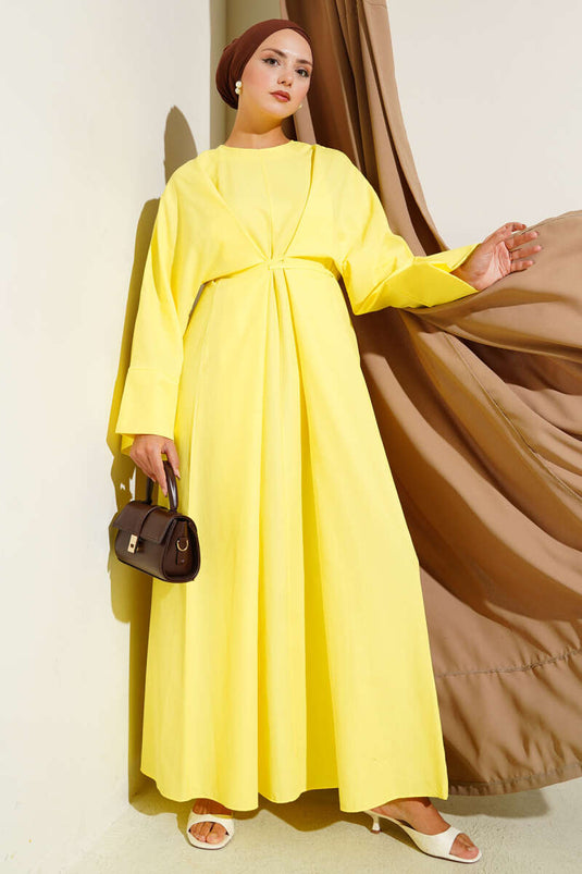 Robe basique oversize avec cordon de serrage à la taille jaune