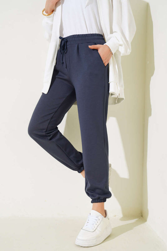 Pantaloni jogger elastici con coulisse in vita Fumè