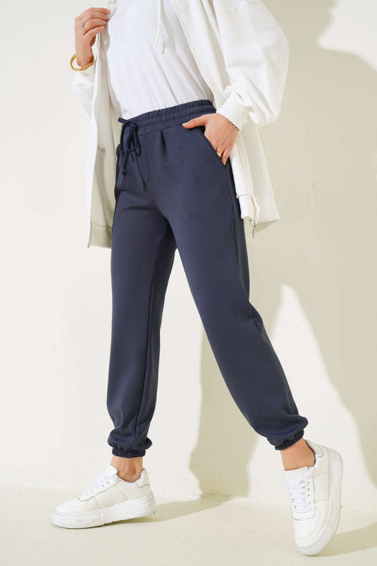 Pantaloni jogger elastici con coulisse in vita Fumè