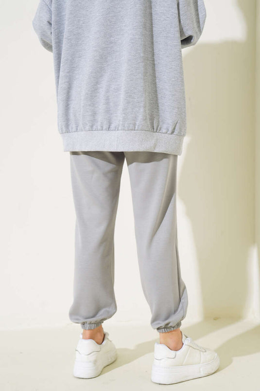 Belted Cuffed Elastic Jogger Pants Gray