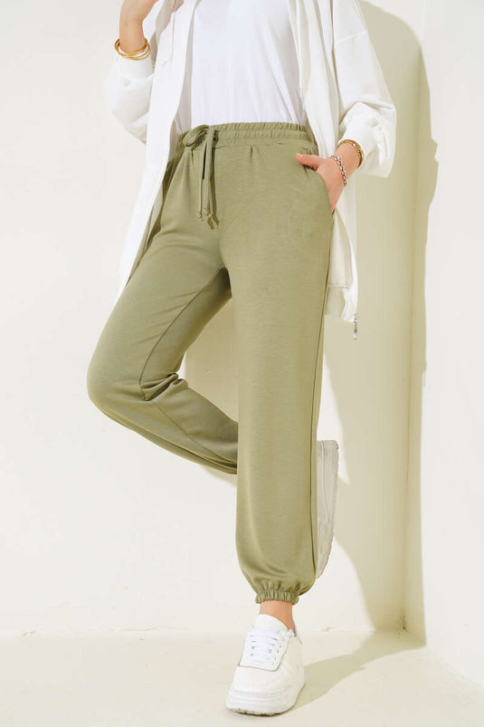 Pantaloni jogger elasticizzati con coulisse in vita Khaki