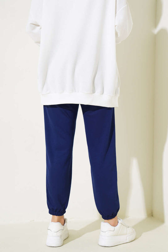 Jogginghose mit Kordelzug an der Taille, Marineblau