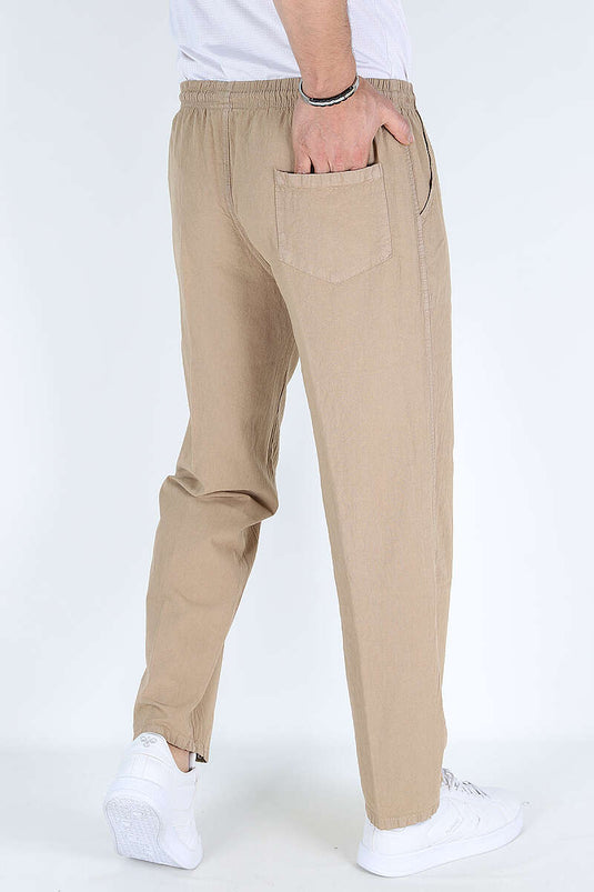 Bel Kuşaklı Erkek Jogger Pantolon Taş