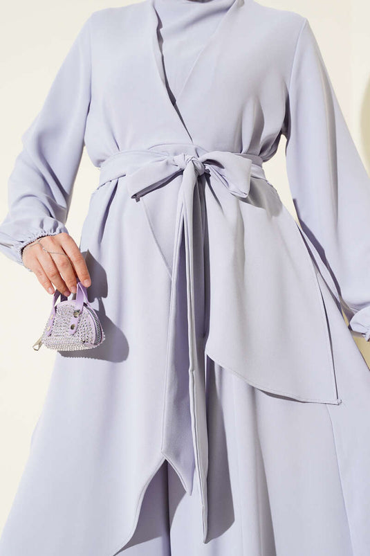 Tweedelig pak met tailleband, lila