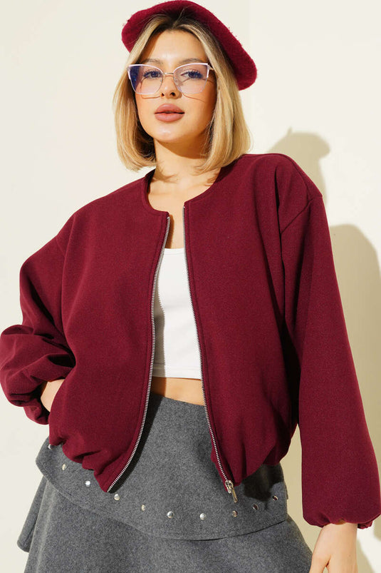 Belgürtel mit Details, Wollmantel, Bordeauxrot