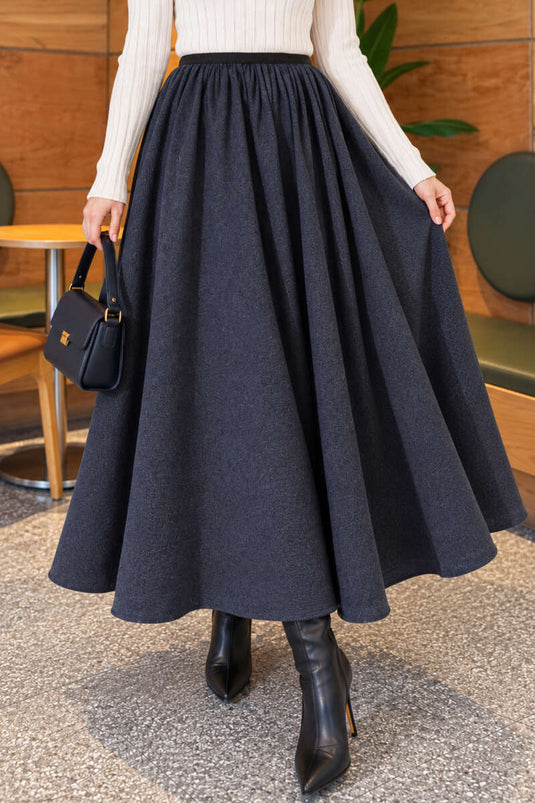 Falda Ancha Con Cintura Elástica Indigo