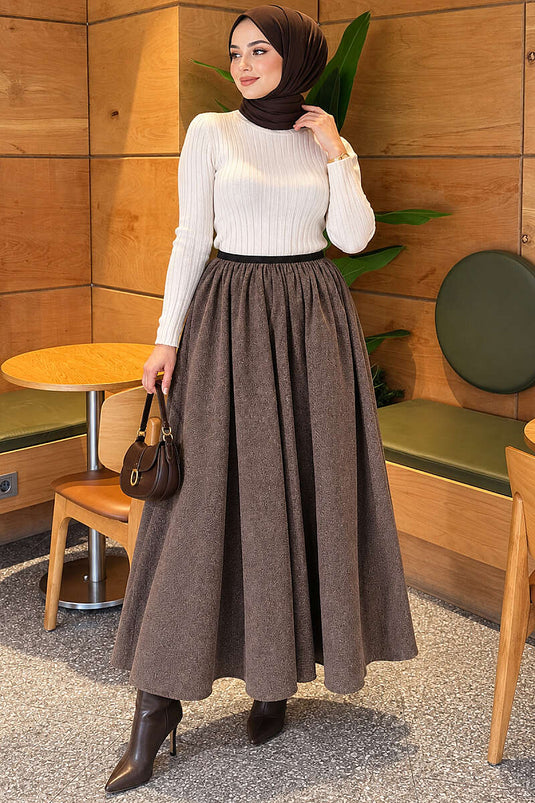 Jupe Évasée Avec Ceinture En Mink