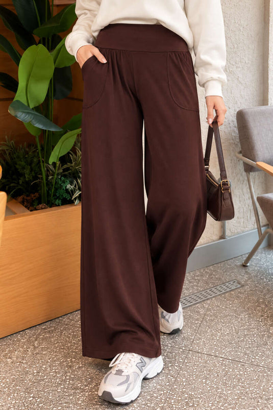 Relaxed Fit Coffee Elasticated Pants