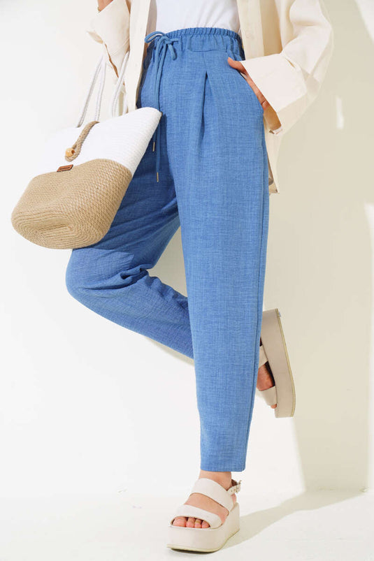 Bel Lastik Tensel Pantolon Indigo
