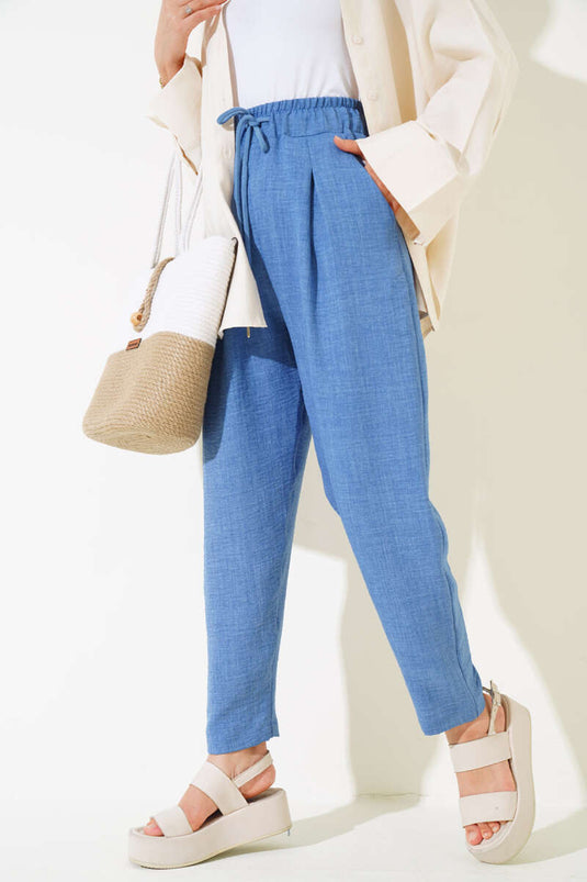 Bel Lastik Tensel Pantolon Indigo