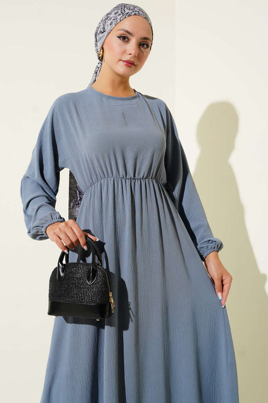 Ayrobin Basic-Kleid mit elastischem Bund, Schiefergrau