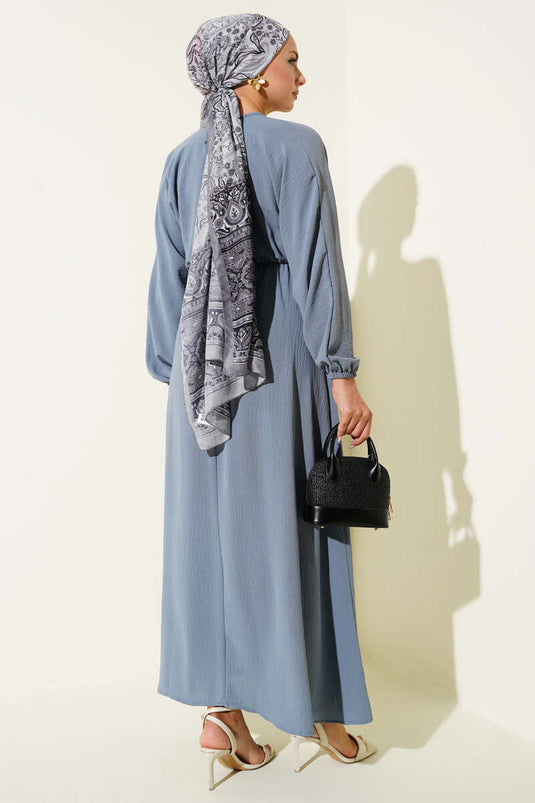 Ayrobin Basic-Kleid mit elastischem Bund, Schiefergrau