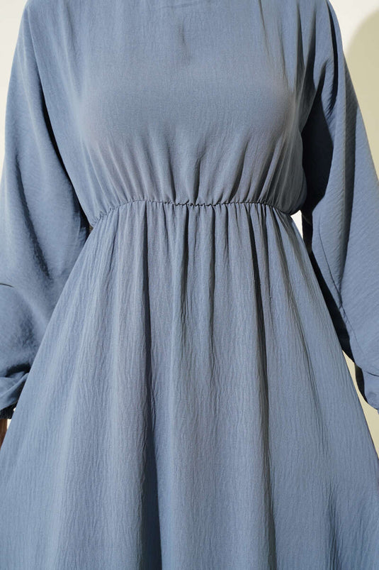 Ayrobin Basic-Kleid mit elastischem Bund, Schiefergrau