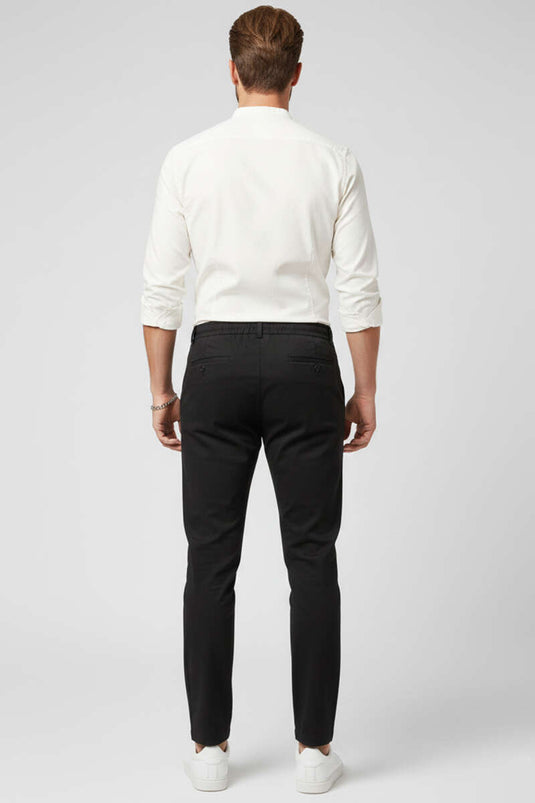 Men's Baggy Pants with Elastic Waistband and Drawstring, Black