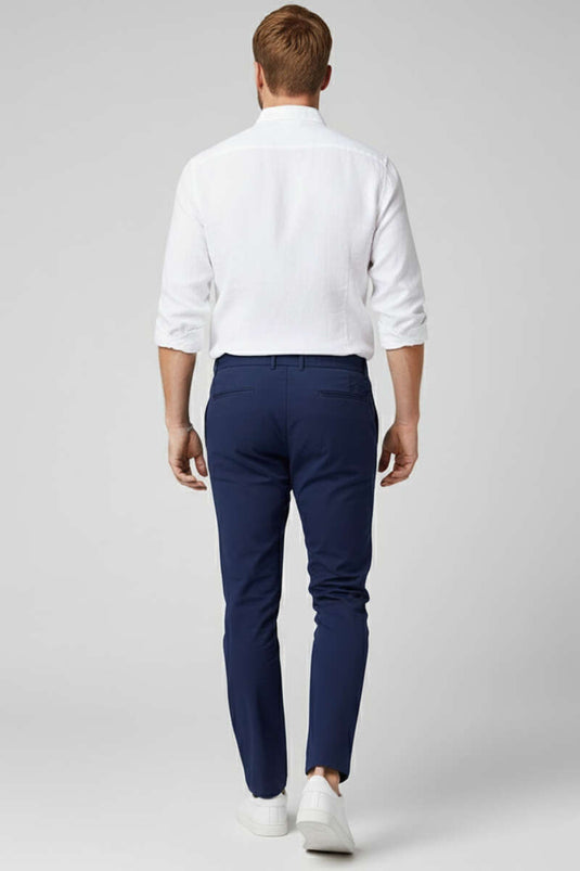 Men's Trousers with Elastic Waistband and Drawstring, Navy Blue