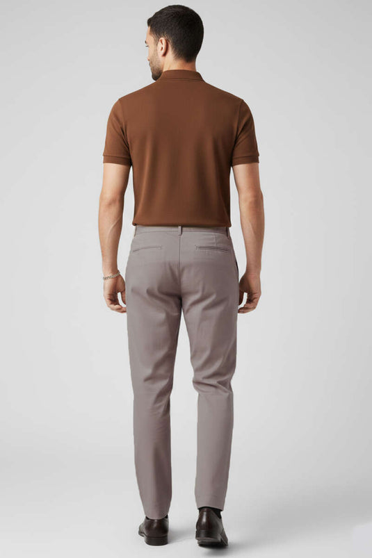 Men's Trousers with Elastic Waistband and Drawstring, Mink Color