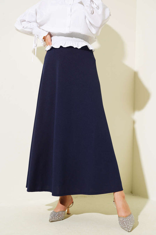 Jupe cloche basique à taille élastique, bleu marine