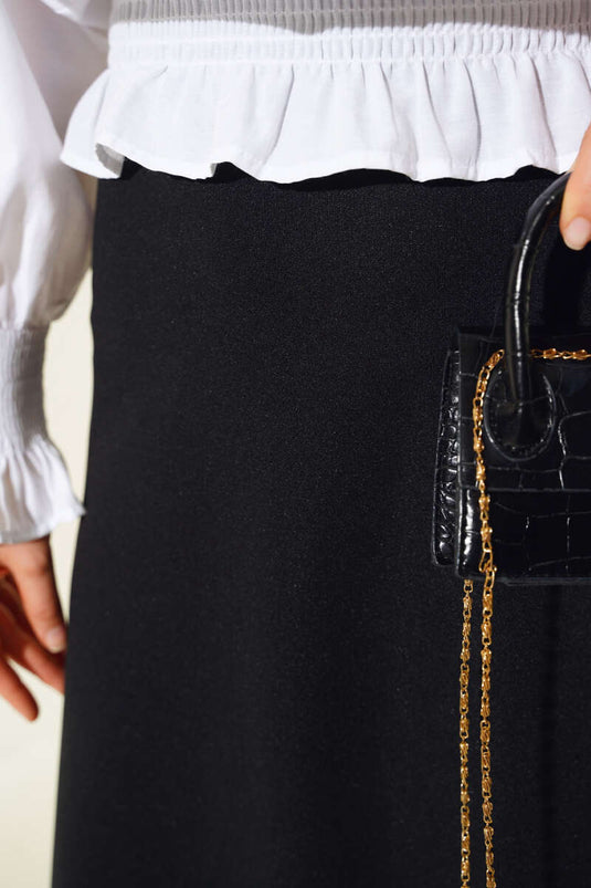 Jupe cloche basique noire à taille élastique