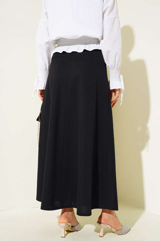 Jupe cloche basique noire à taille élastique