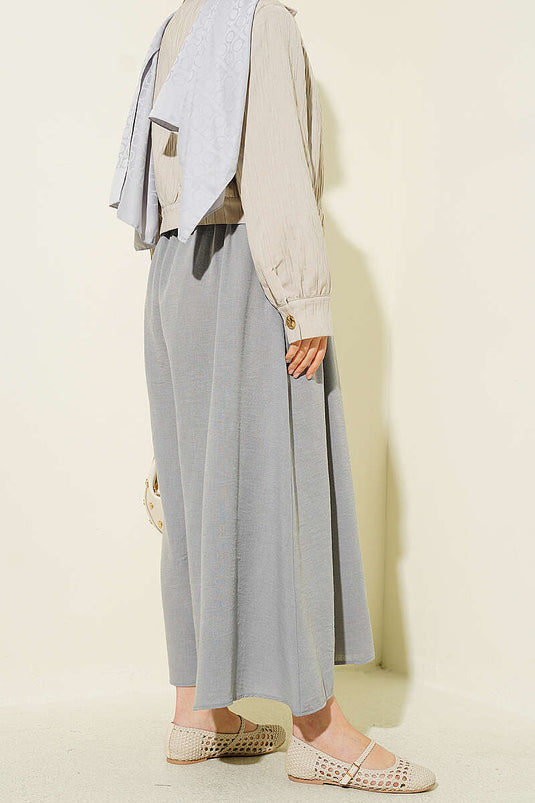 Bel Lastikli Basic Pantolon Etek Gri