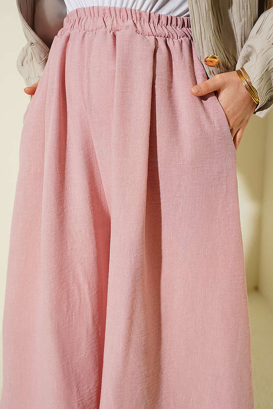 Bel Lastikli Basic Pantolon Etek Pudra