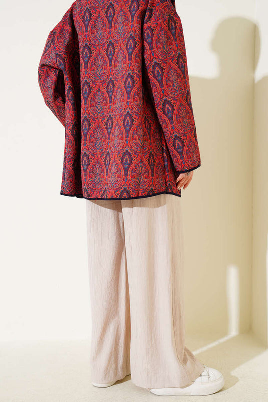 Elastic Waist Wide Leg Trousers Stone