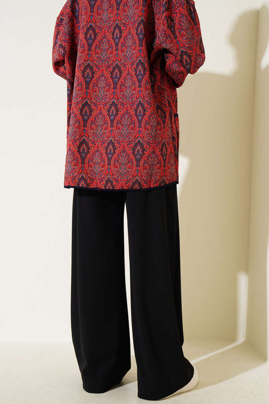 Pantalon large à taille élastique noir