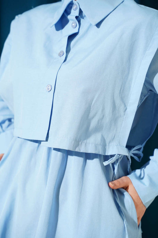 Robe en tericotton avec boléro et ceinture élastique, bleu bébé