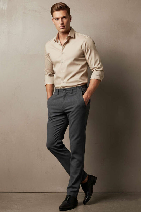 Pantalon homme à bas resserrés Bel, couleur fumée