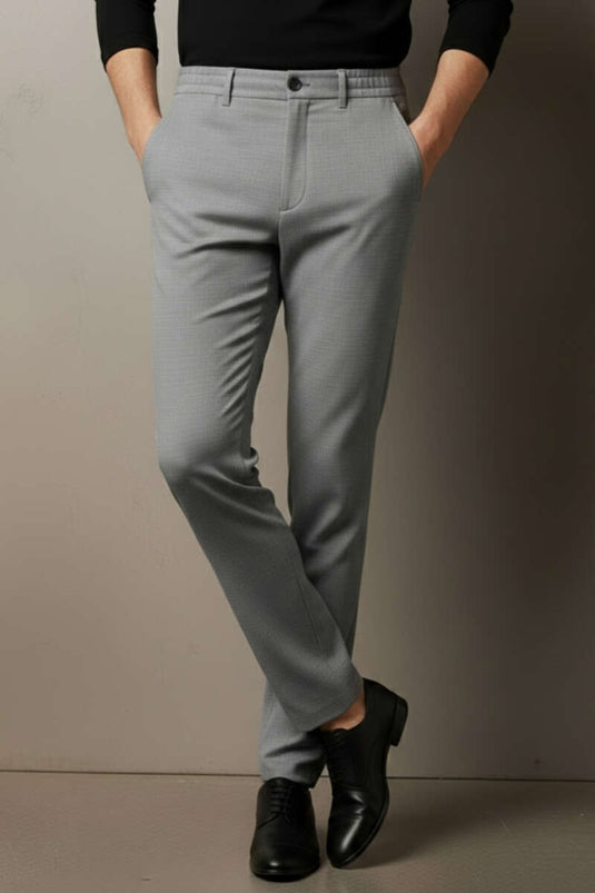 Bel Lastikli Boru Paça Erkek Pantolon Gri