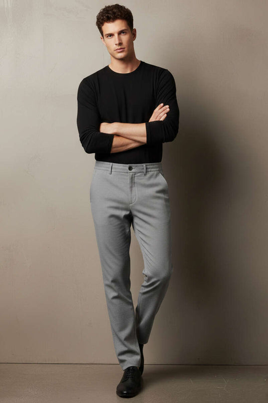 Bel Lastikli Boru Paça Erkek Pantolon Gri