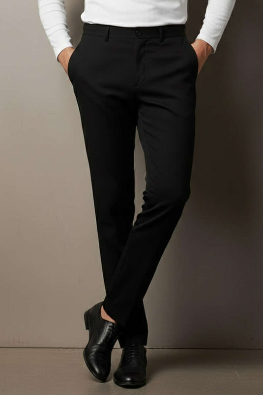 Men's Pants with Elastic Waist and Tapered Legs Black