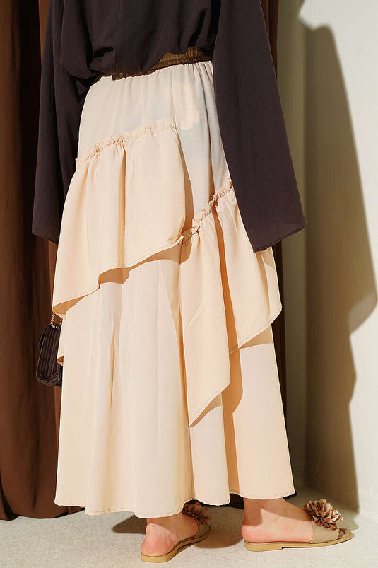 Beige Elasticated Drawstring Skirt