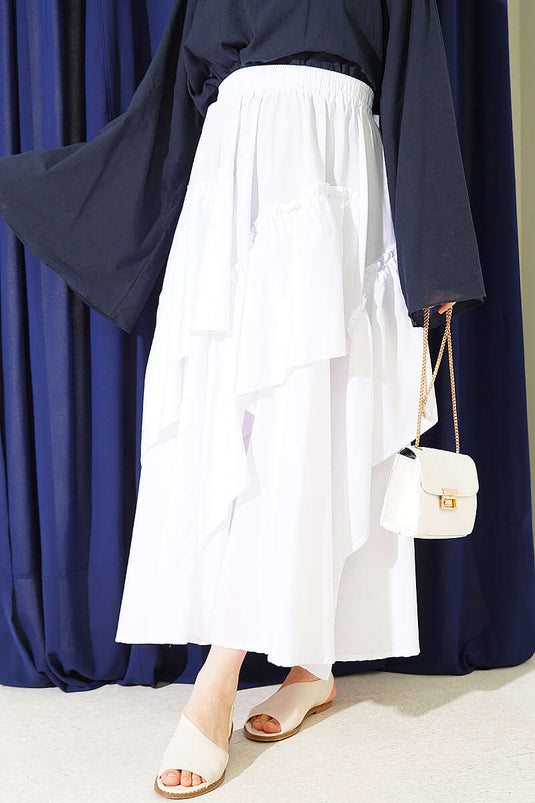 White Elasticated Drawstring Skirt