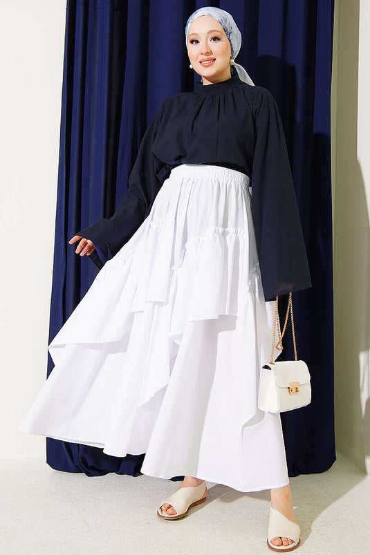 White Elasticated Drawstring Skirt