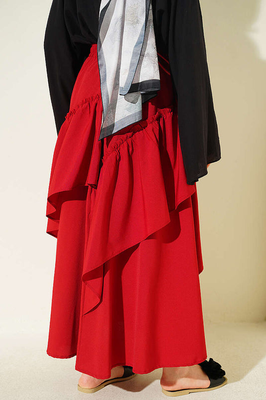 Red Elasticated Drawstring Skirt