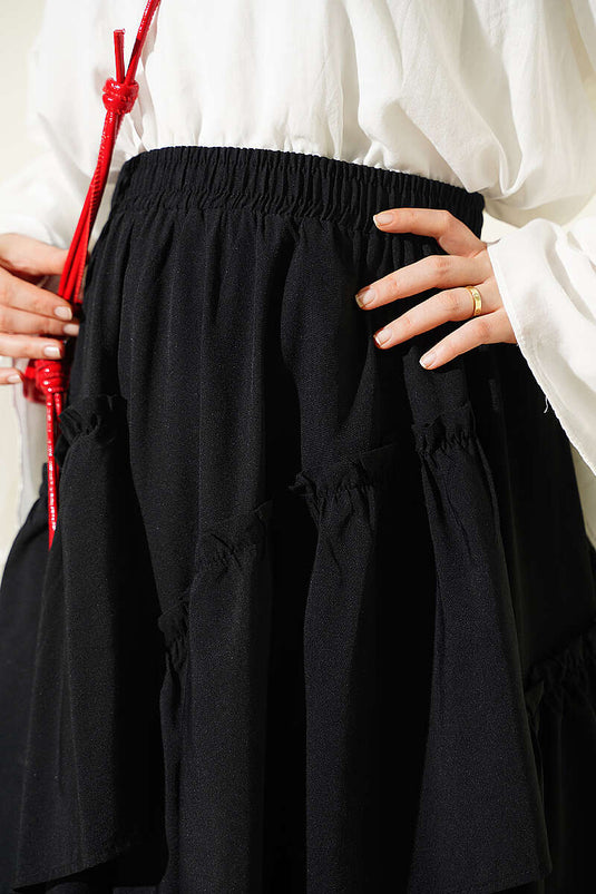 Black Elasticated Drawstring Skirt