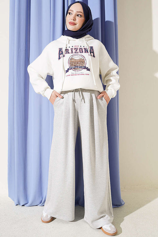 Pantalon Gris À Ceinture Et Poches