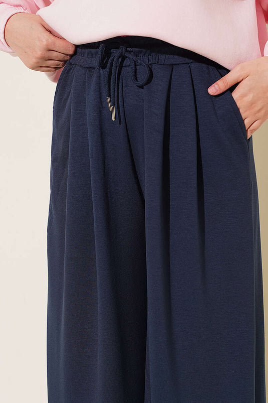 Navy Blue Hose Mit Gürtel Und Taschen