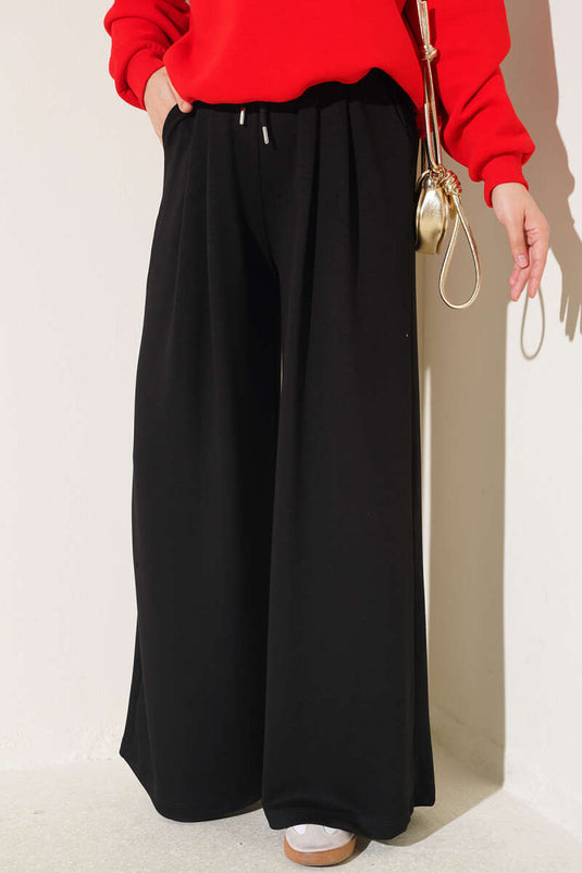 Pantalon Noir Avec Ceinture Et Poches