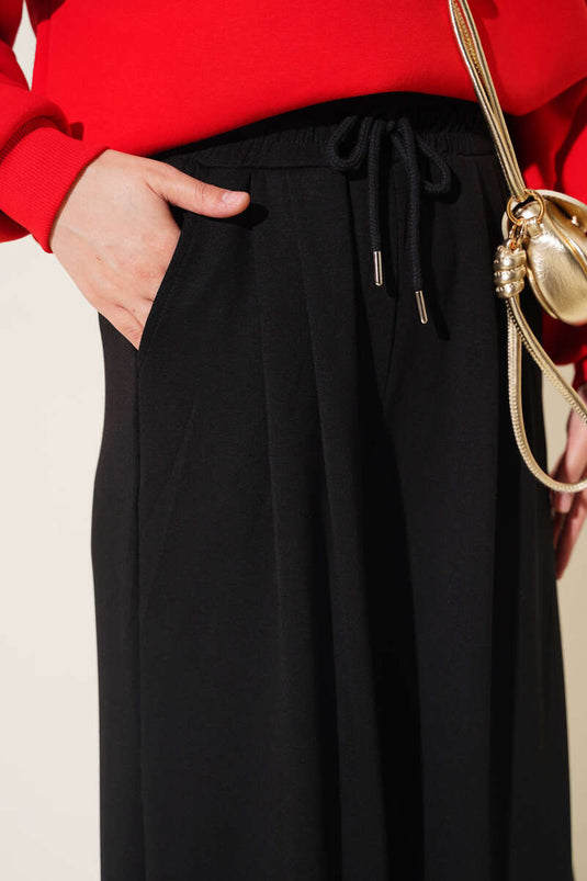 Pantalon Noir Avec Ceinture Et Poches